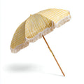 Parasol plażowy w kratę z drewna i materiału na lato - 100 x 100 x 250